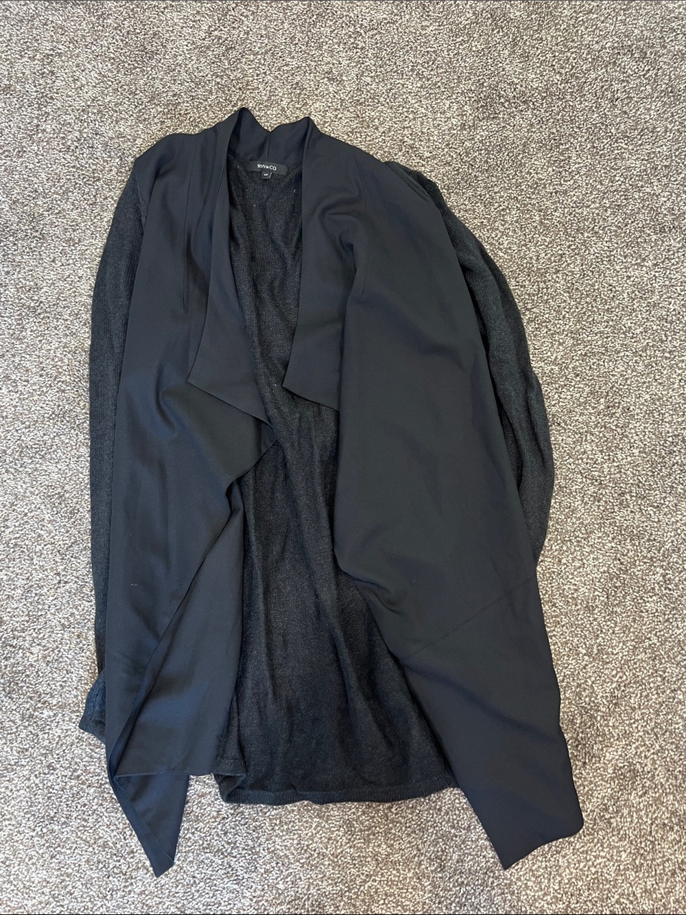 RW&CO. Black Draped Open-Front Blazer Jacket